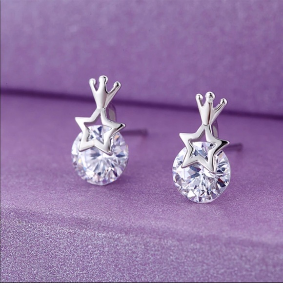 Sterling Silver 925 CZ Stud Earrings - Picture 3 of 4